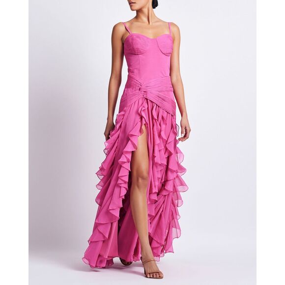 NWT PATBO BUSTIER RUFFLE MAXI DRESS SIZE 4 $1100 - Picture 1 of 12